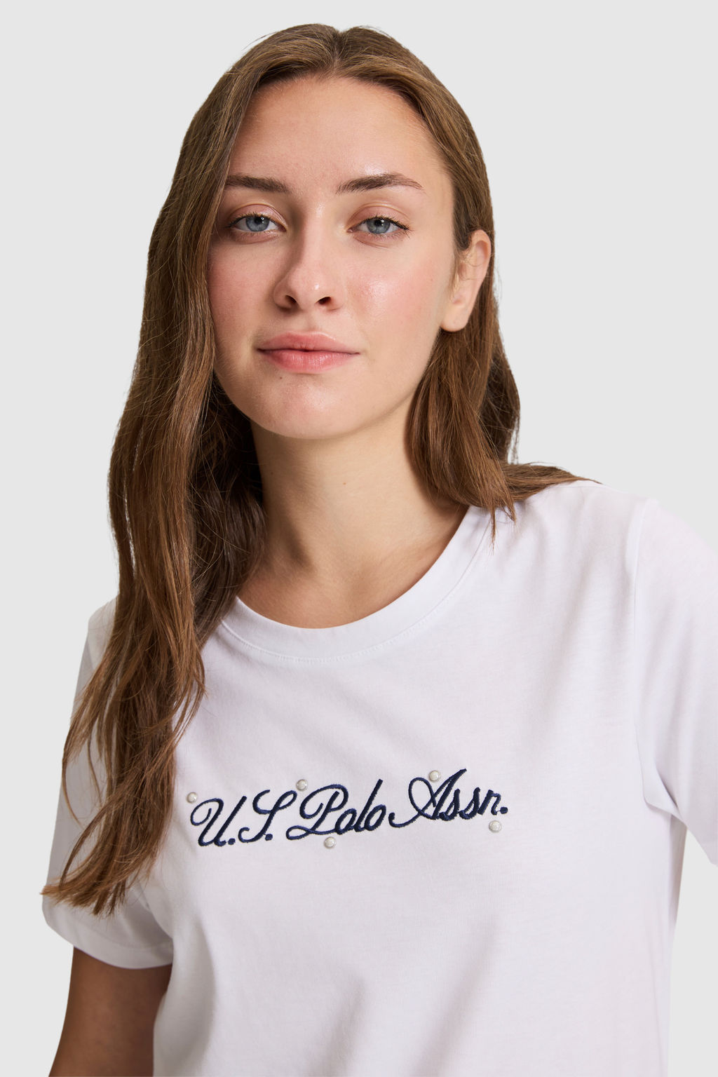 Kad_n Beyaz Bisiklet Yaka Ti__rt - U.s. polo assn фото 2