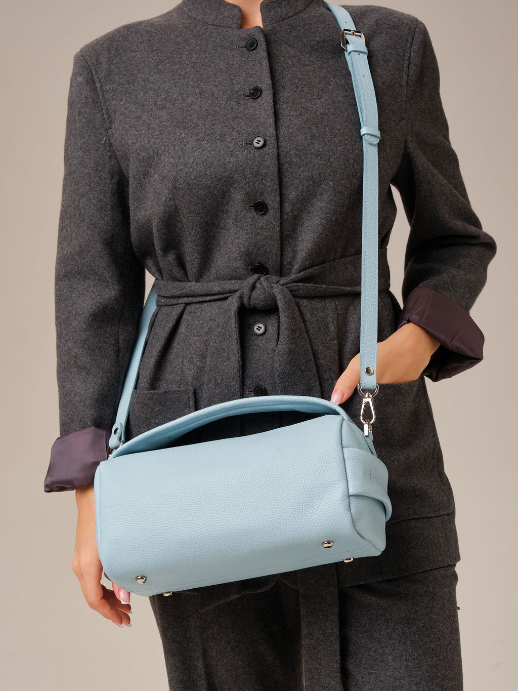 Кожаная сумка Solea DBR 31365 светло-голубой  фото 7