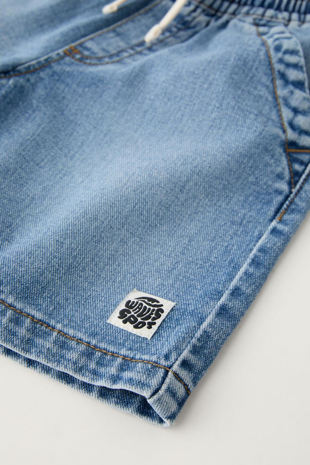 DENIM BERMUDA SHORTS WITH DRAWSTRINGS AND LABEL - Zara фото 5