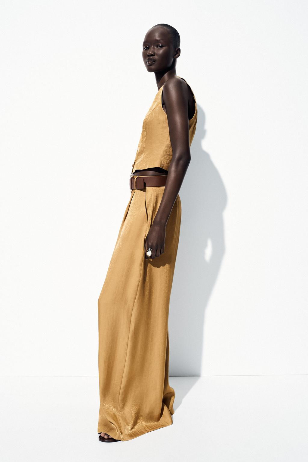 GOLD BUTTON SATIN TOP - Zara фото 12