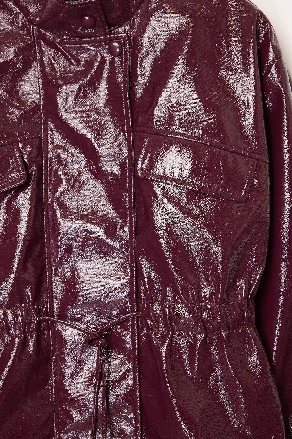 Bordo Regular Kal?p Belden Buzgulu Parlak Ince Ceket Mont TWOAW26MO00079 - Trendyolmilla фото 2