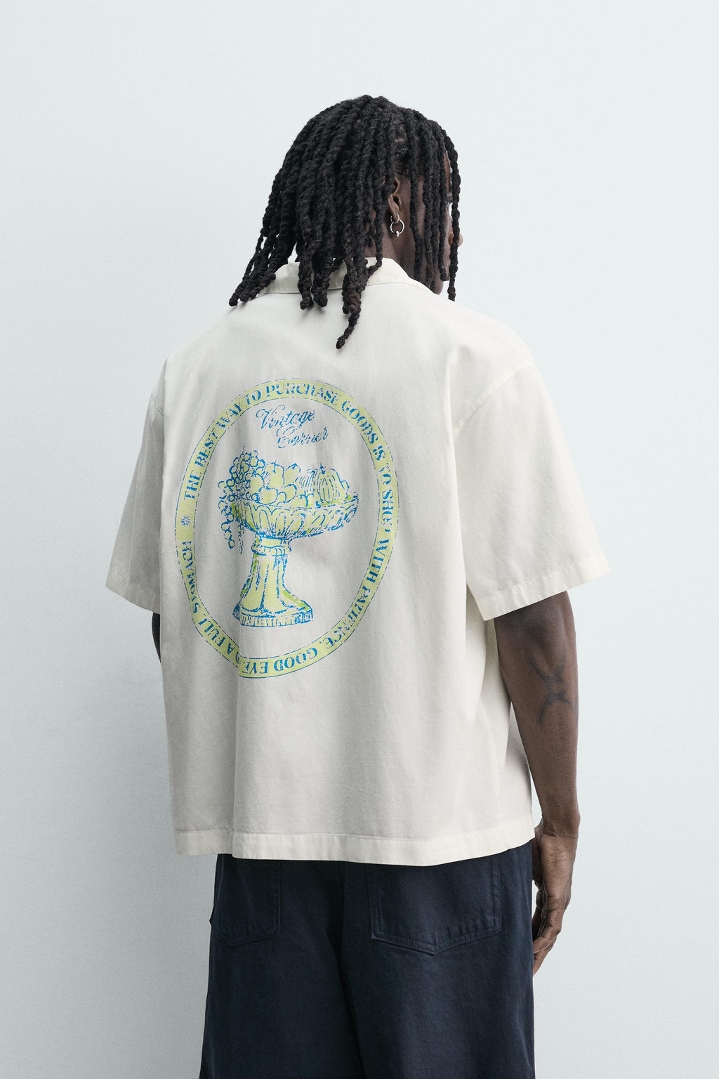 CAMISA RELAXED FIT LYOCELL - ALGOD?N ESTAMPADOS / Blanco roto - Zara фото 3
