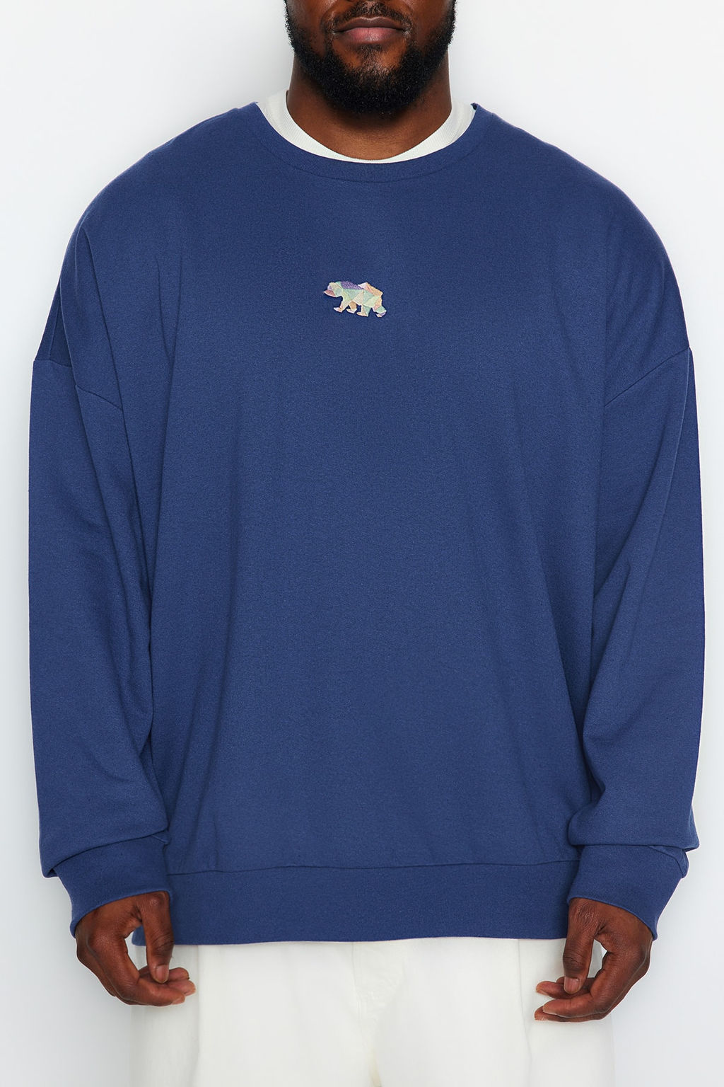 TRENDYOL MAN Siyah Buyuk Beden Oversize/Genis Kesim Hayvan Nak?s Ici Polar/S?cak Tutan Sweatshirt TMNAW24AO00011 - Trendyolmilla фото 4