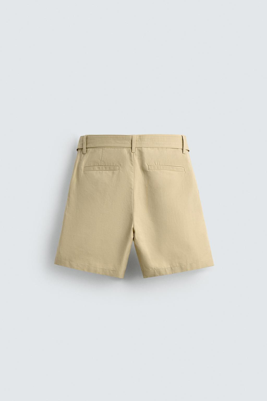 COTTON-LINEN BERMUDA SHORTS WITH BELT - Zara фото 7