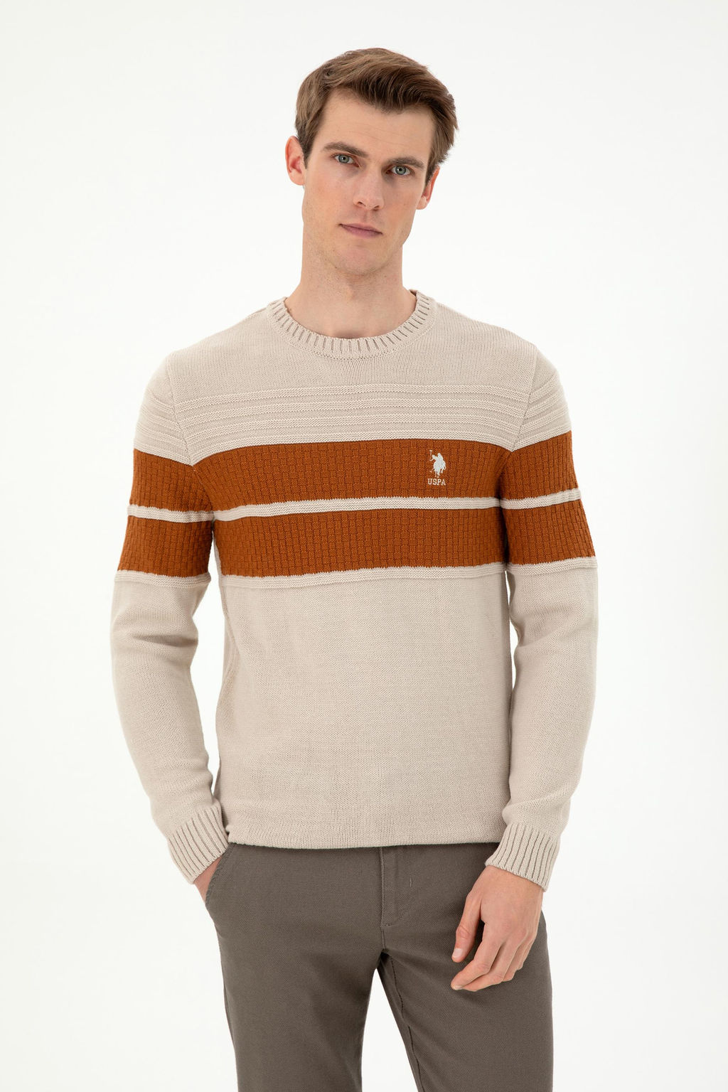 Мужской свитер из каменного меланжа - U.s. polo assn фото 3