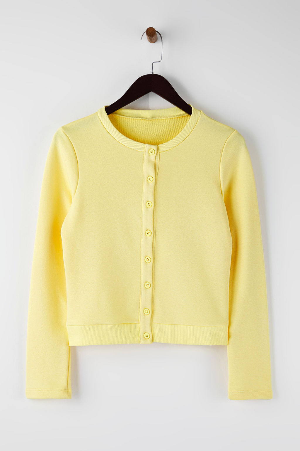 Teen Ac?k Sar? Dugmeli Regular/Normal Kal?p Orme Sweatshirt TWOAW26SW00162