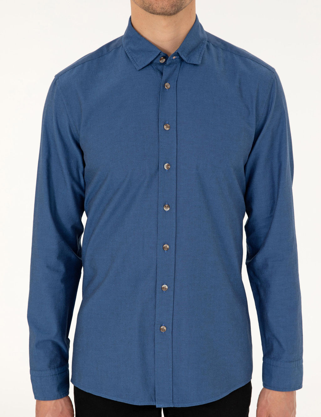 Рубашка Pierre Cardin Slim Fit дл рукав индиго