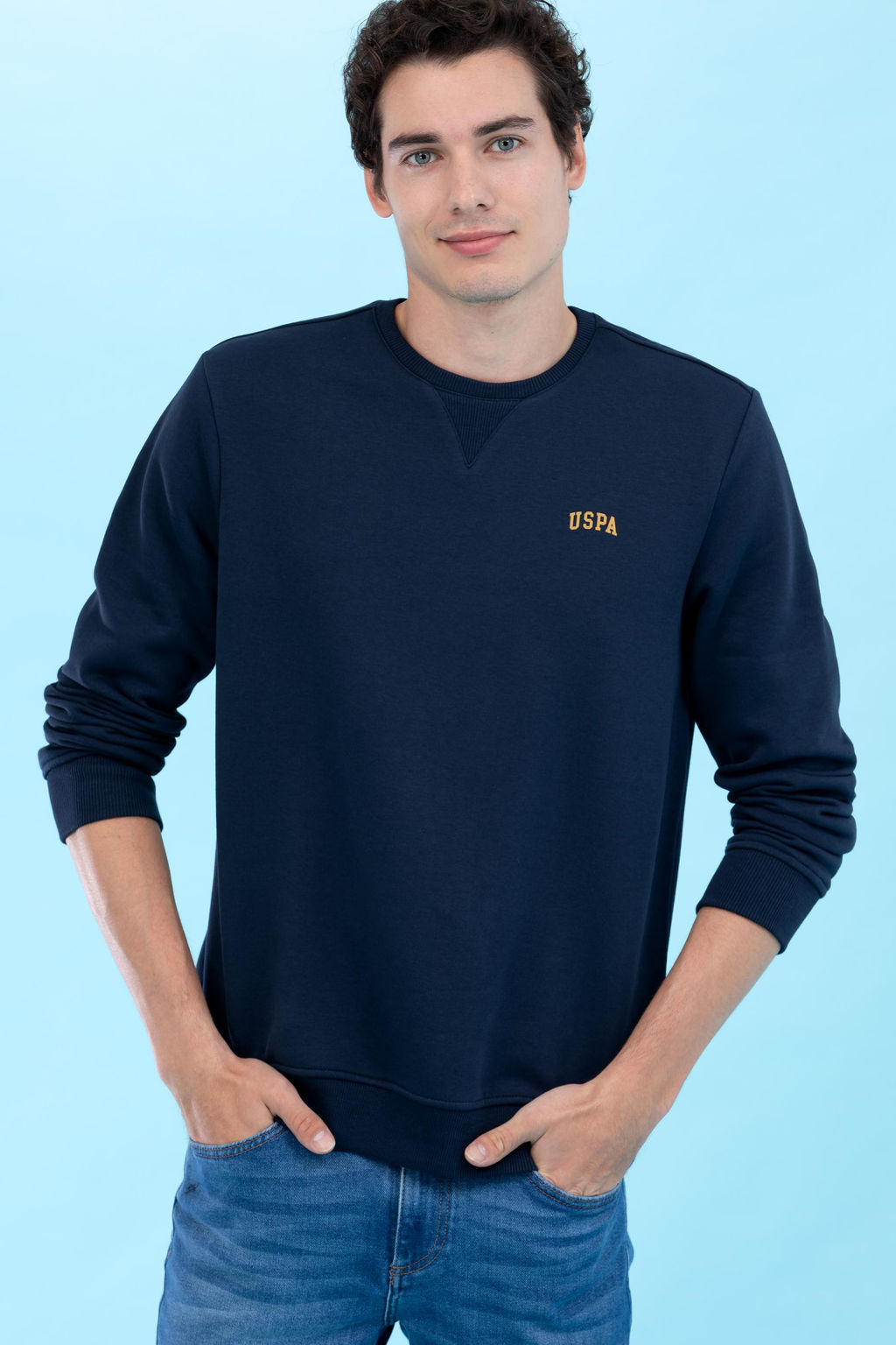 Lacivert Bisiklet Yaka Basic Sweatshirt