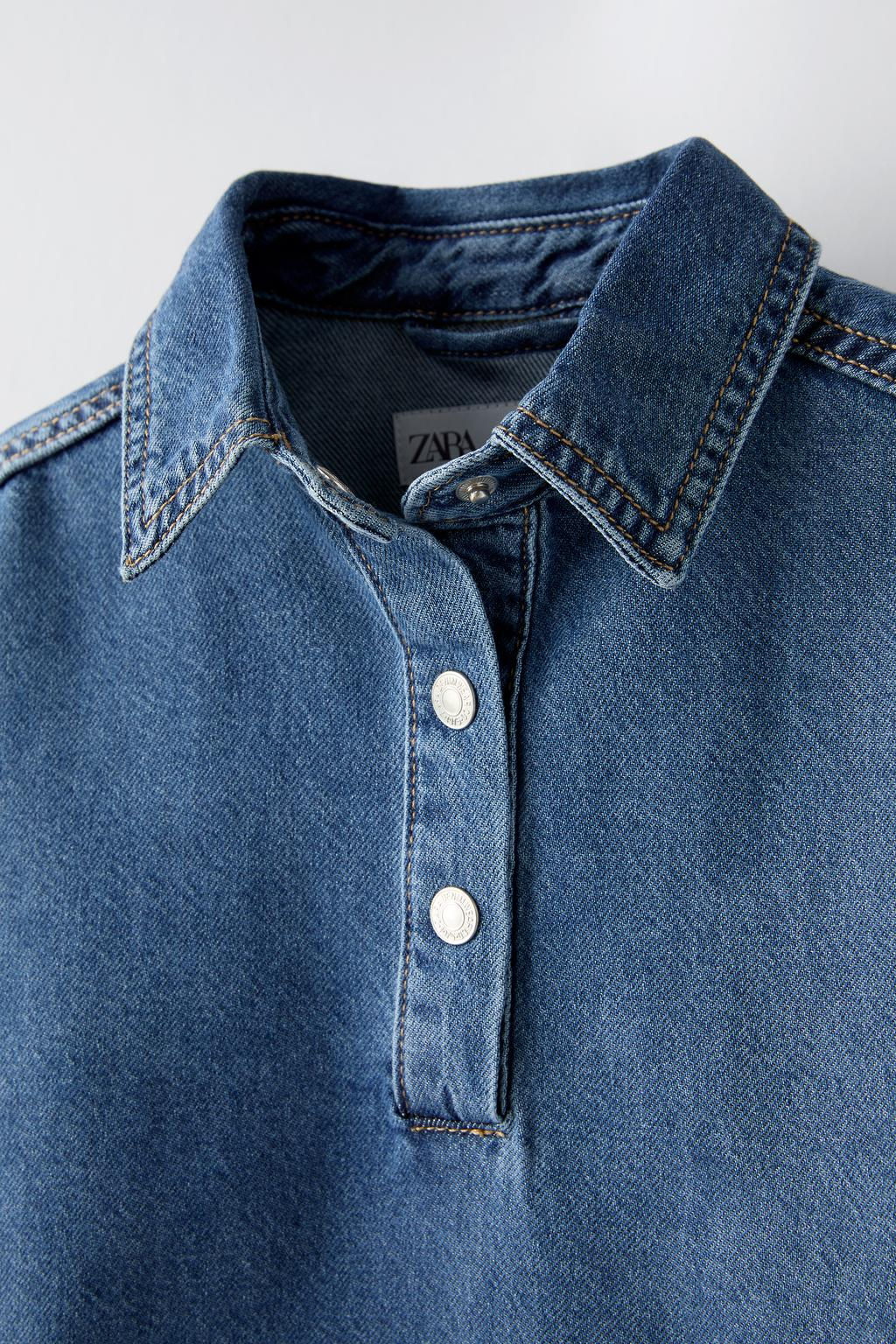 CROPPED DENIM SHIRT - Zara фото 3