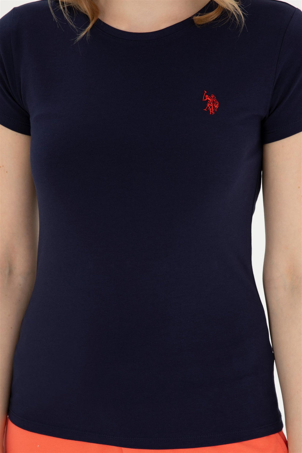 Женская темно-синяя базовая футболка Неожиданная скидка в корзине - U.s. polo assn фото 6