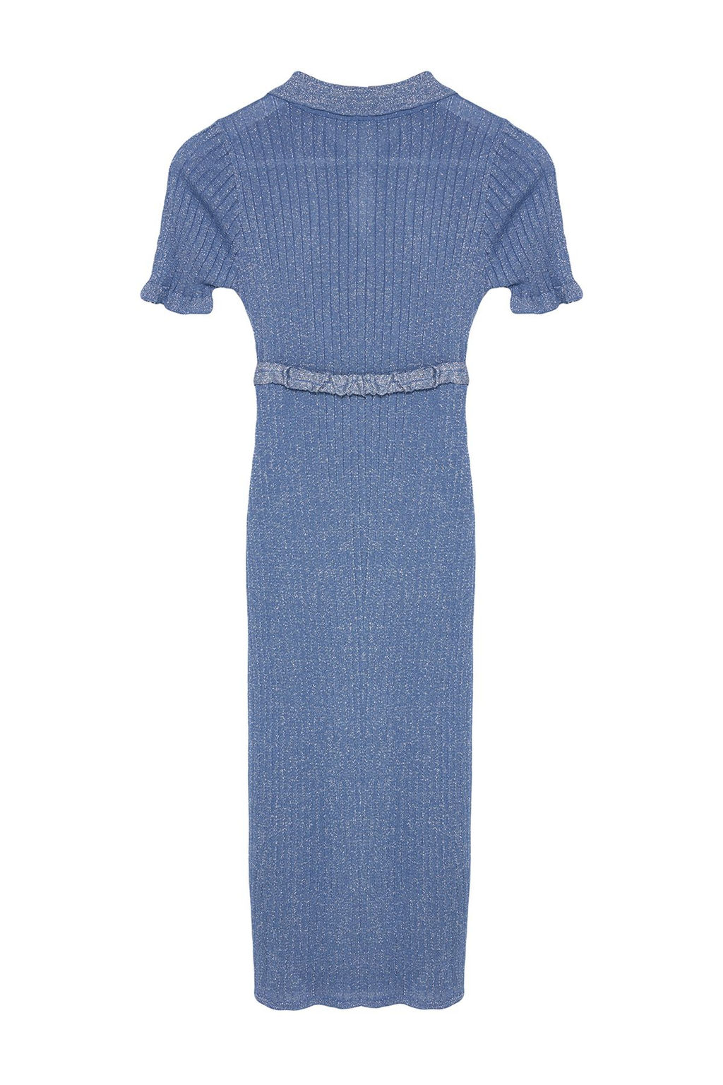 Mavi Midi Triko Merserize Gorunumlu Simli Elbise TWOSS24EL00852 - Trendyolmilla фото 7