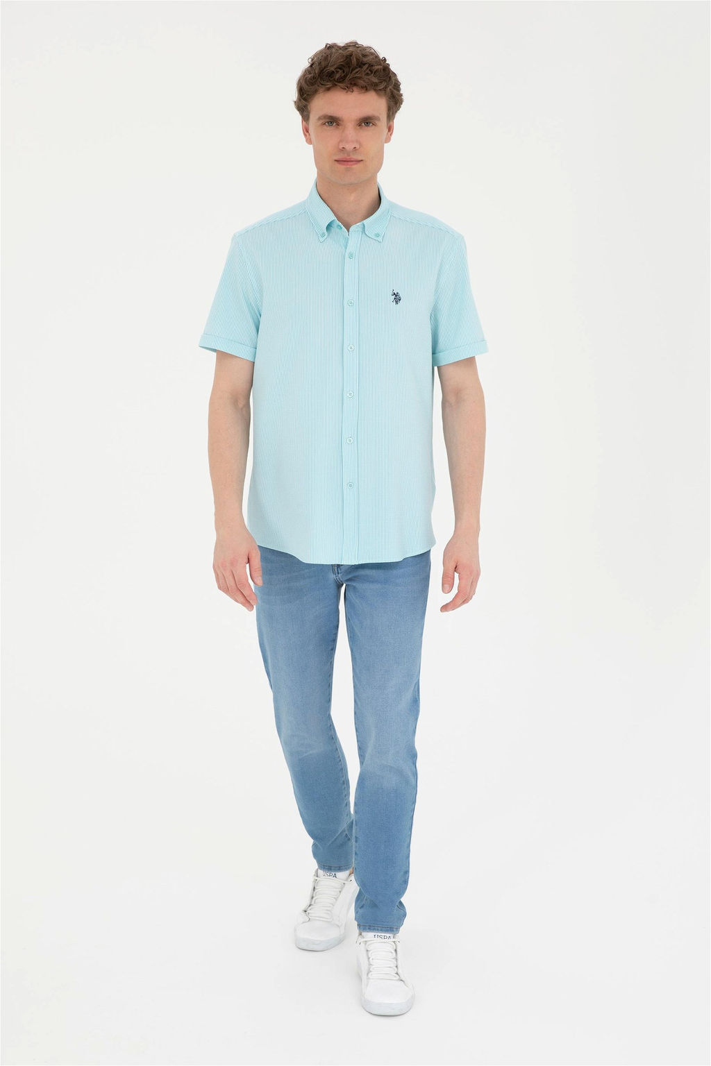 Мужская рубашка зеленого цвета с коротким рукавом Неожиданная скидка в корзине - U.s. polo assn фото 4