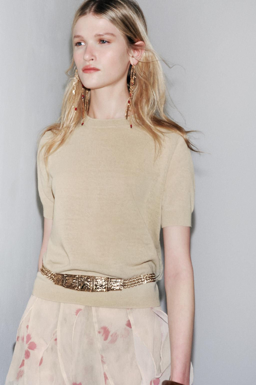 SHORT SLEEVE KNIT LINEN BLEND TOP - Zara фото 2