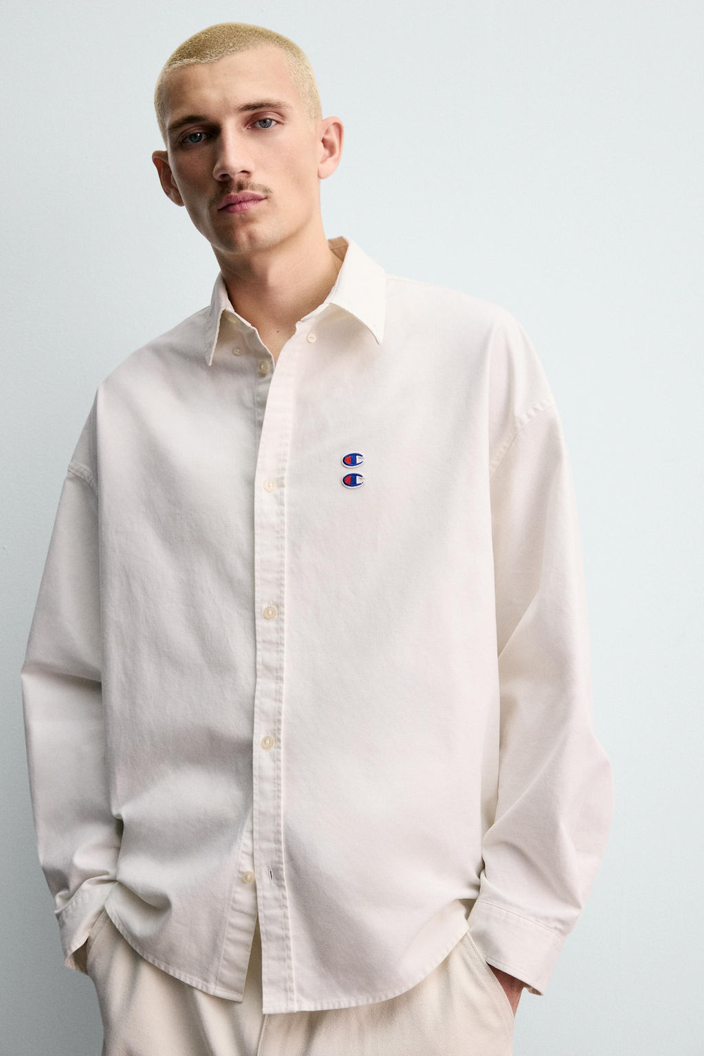 CHAMPION ® X ZARA OXFORD SHIRT WITH PATCHES  фото 6