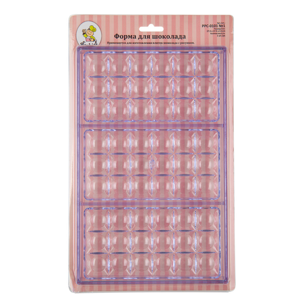S-CHIEF PPC-0101 Форма для шоколада полистирол 27.5 х 17.5 х 2.5 см 1 шт №1 квадратики фото 3