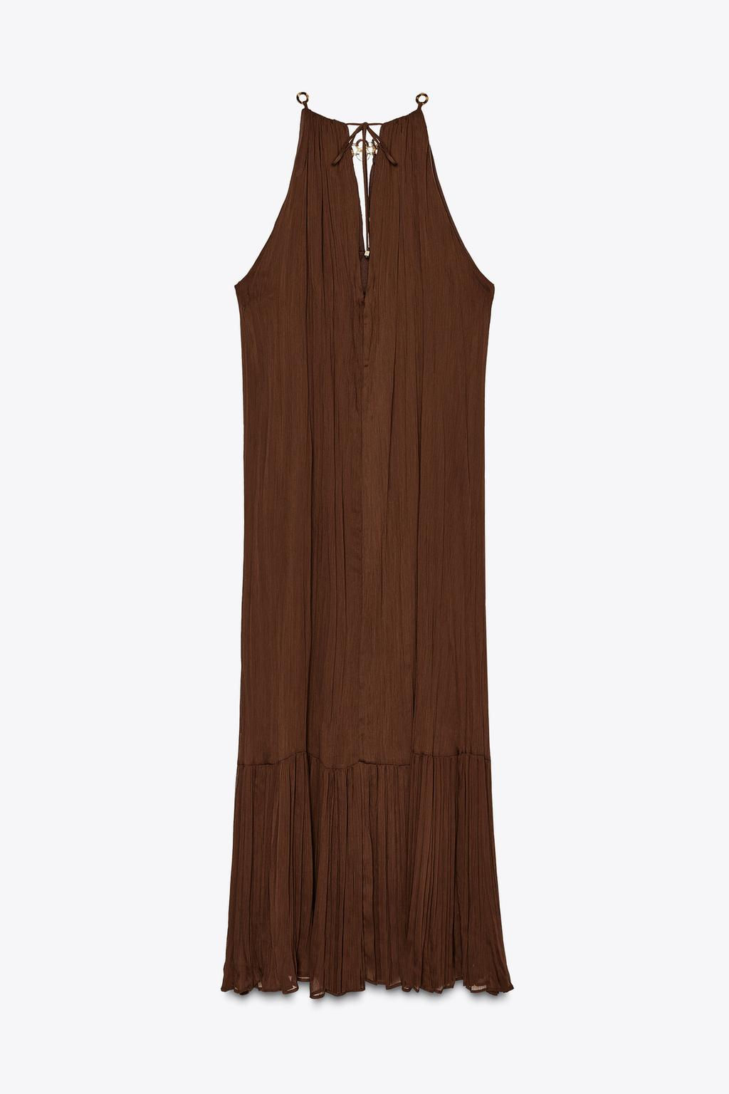 HALTER EYELET MIDI DRESS - Zara фото 6