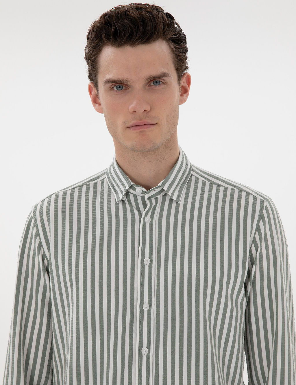 Haki Regular Fit _izgili Uzun Kollu G_mlek - Pierre cardin фото 2