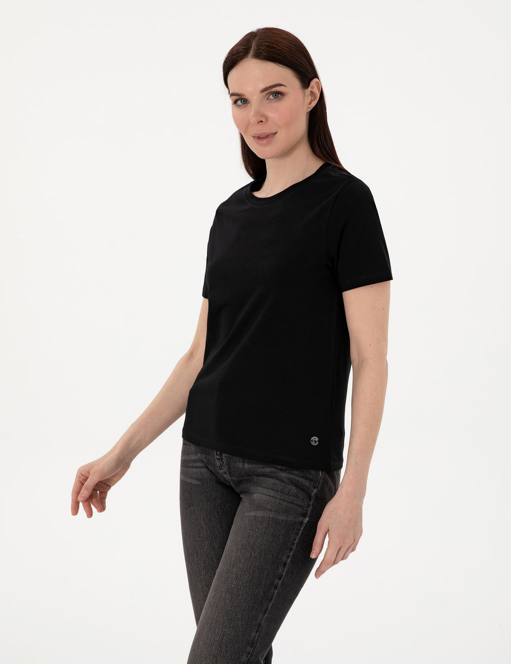 Siyah Regular Fit Bisiklet Yaka Basic Ti__rt