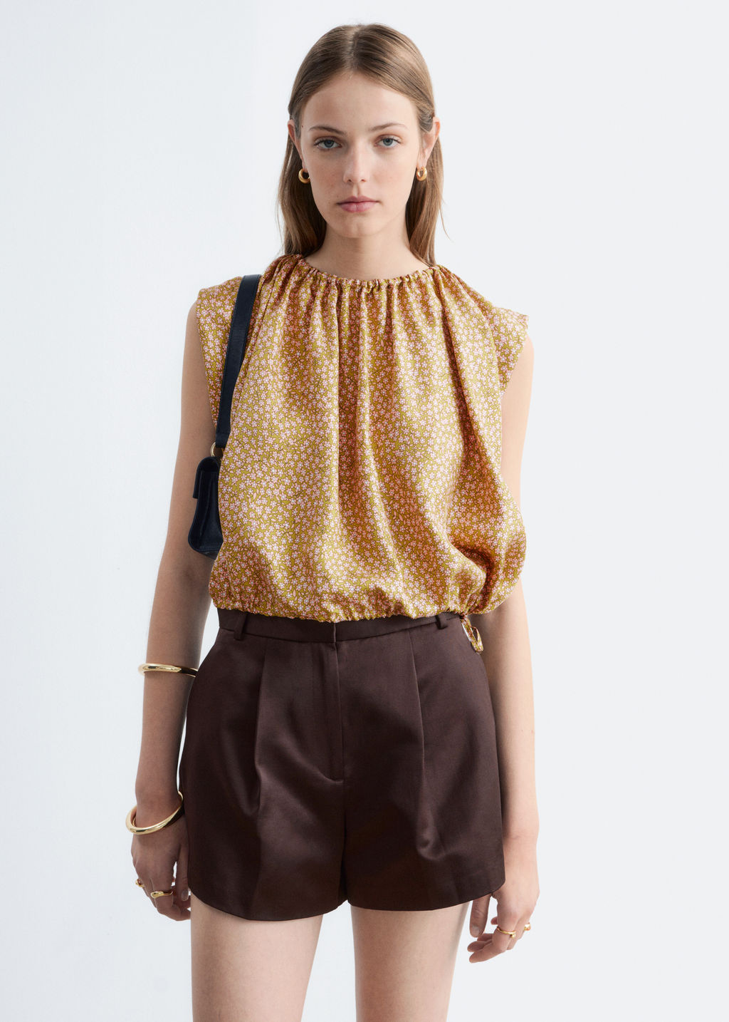 Top de seda estampado con cord?n de ajuste - H&m фото 3