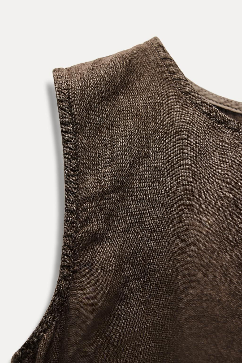 ZW COLLECTION 100% LINEN TOP WITH TIES - Zara фото 13