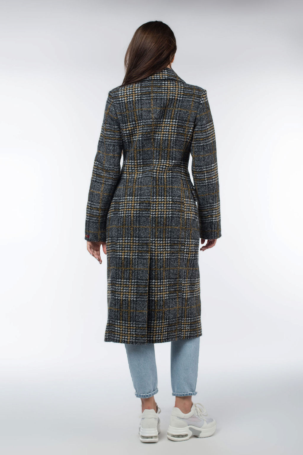 Пальто женское демисезонное Микроворса/Клетка - El podio фото 5