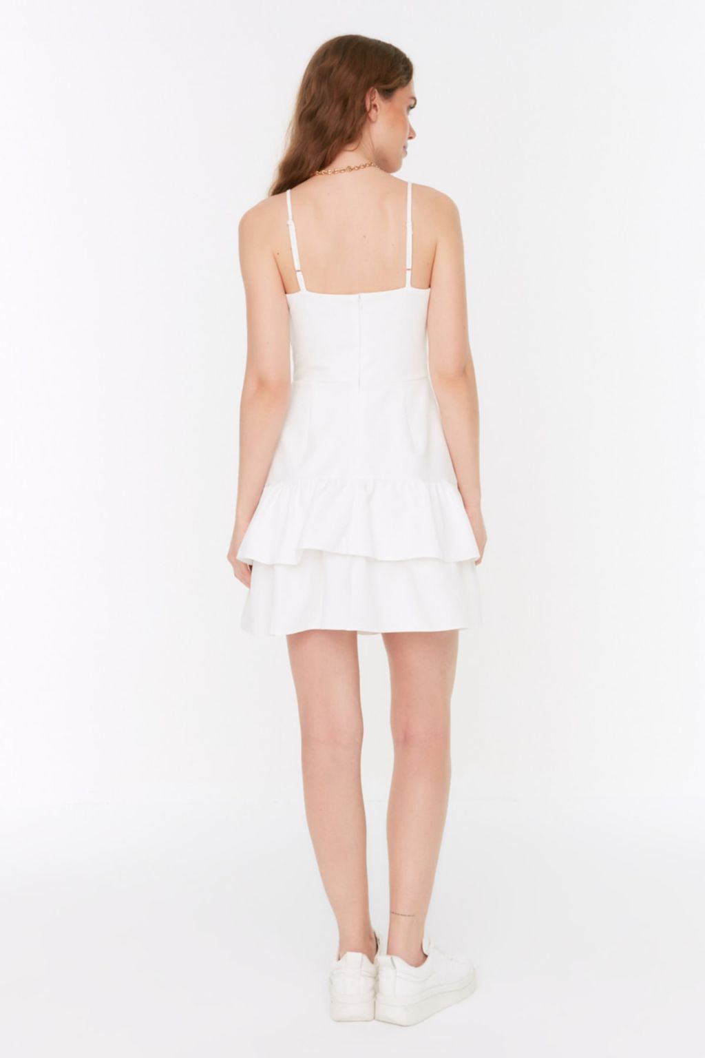 Ekru A Kesim F?rf?rl? Mini Astarl? Dokuma Elbise TWOSS22EL00192 - Trendyolmilla фото 5