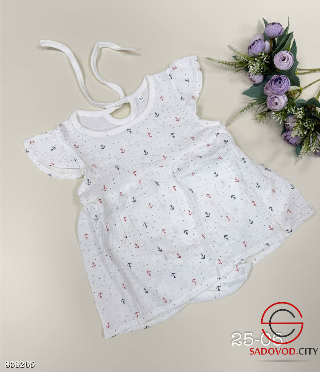 Боди-платье из мягкой ткани муслина