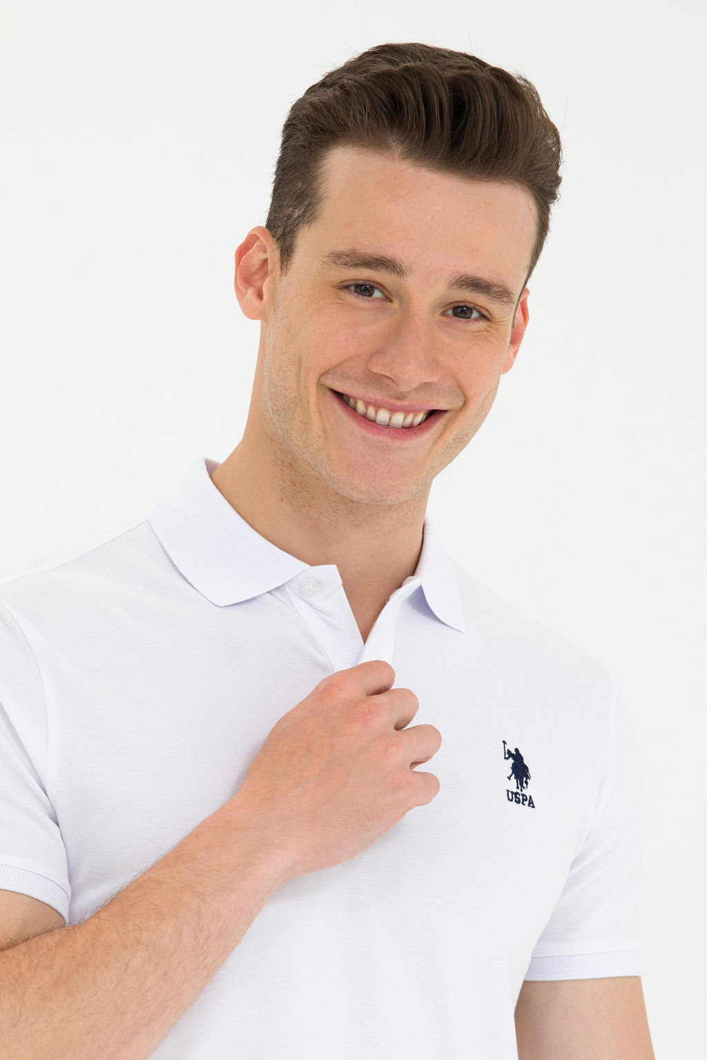 Футболка-поло U.S. Polo Assn базовая белая хлопок с эластаном  фото 16