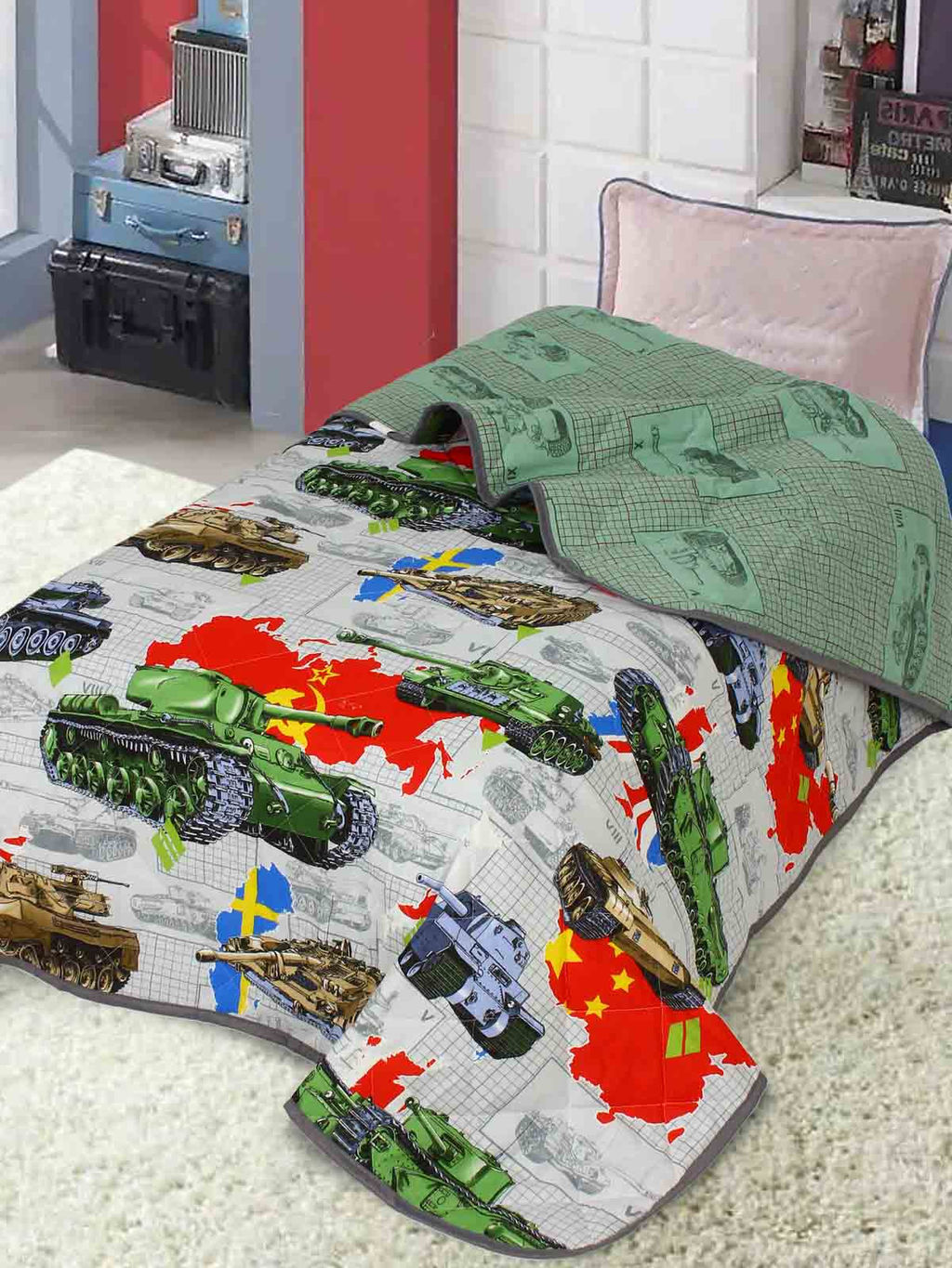 Покрывало детское из бязи - Танки 150х215