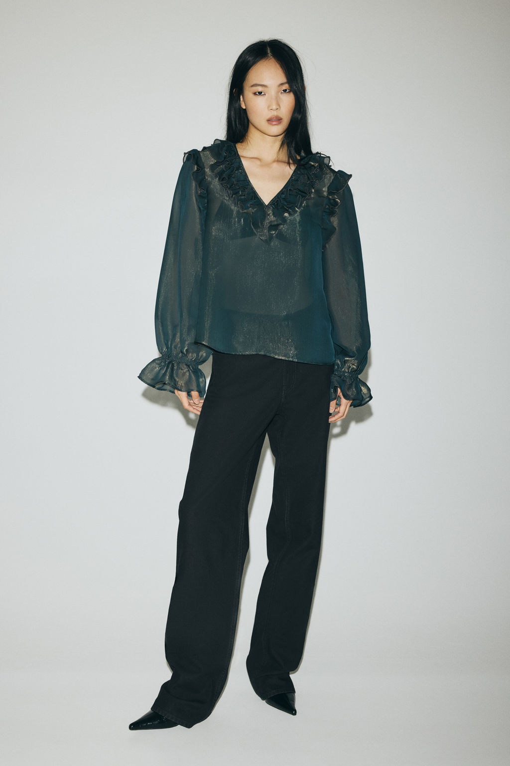 Frill-trimmed blouse - H&m фото 6