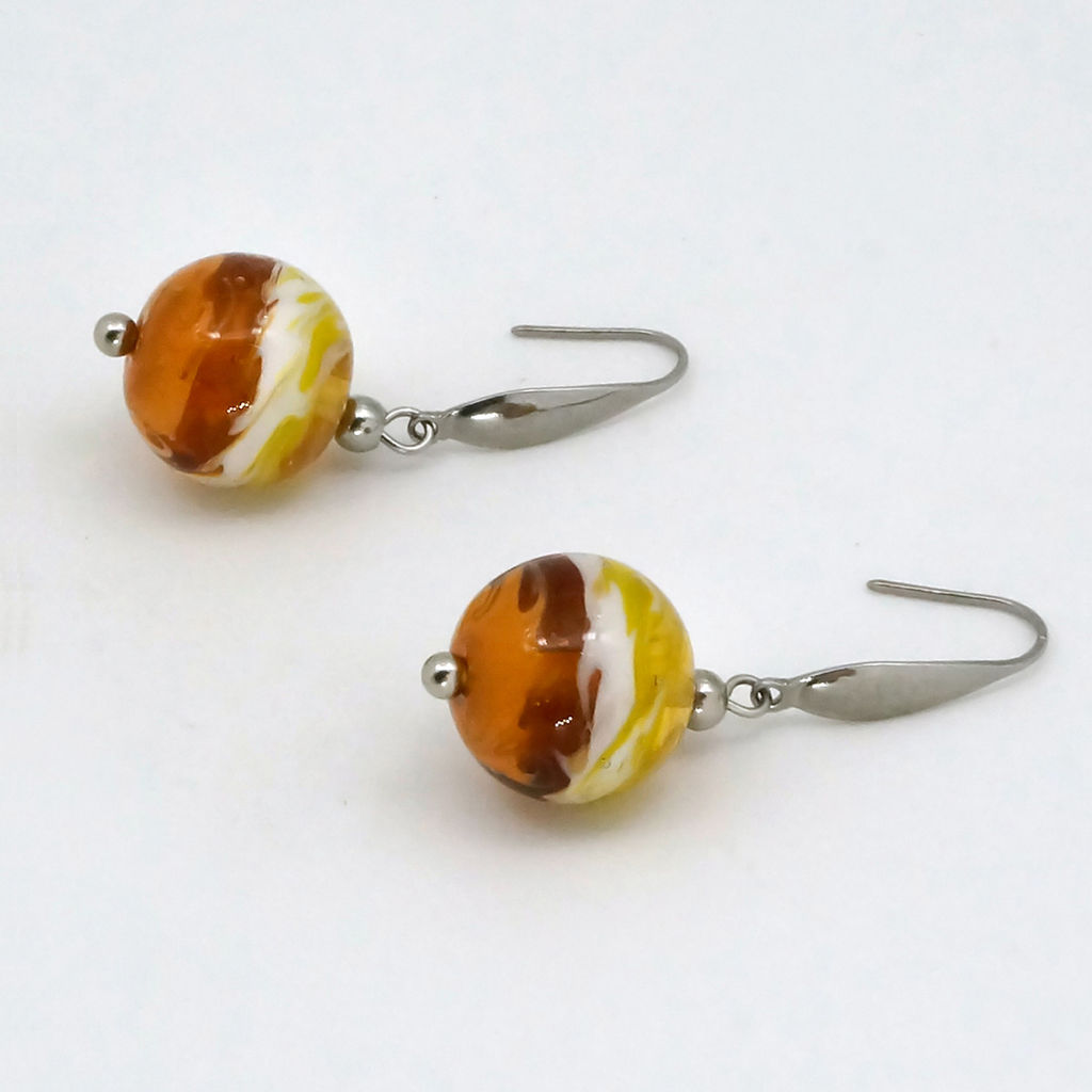 Серьги из муранского стекла LS3345/янтарный
