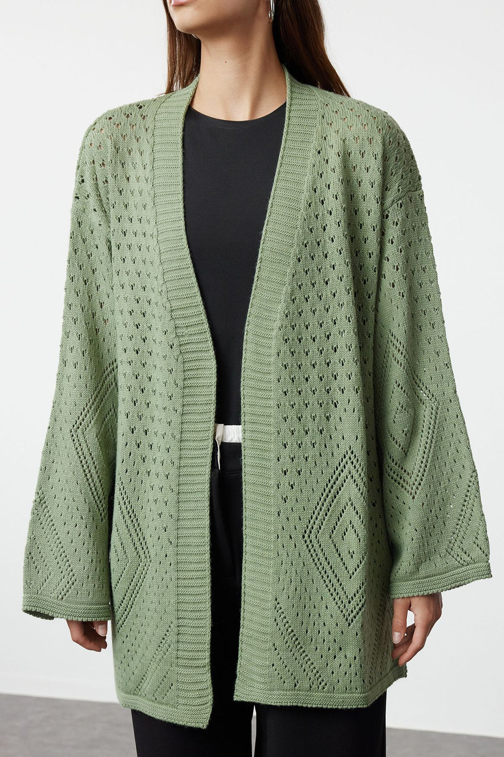 Mint Genis Kal?p Midi Ajurlu/Delikli Triko H?rka TWOAW24HI00331