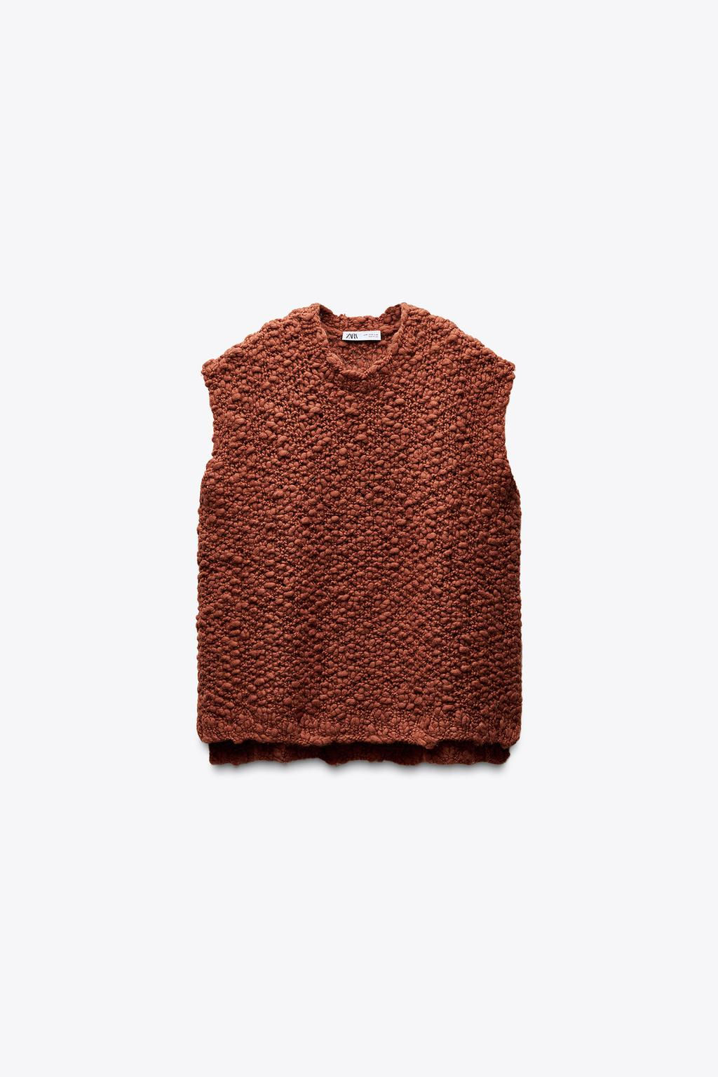 OVERSIZE TEXTURED KNIT VEST - Zara фото 7