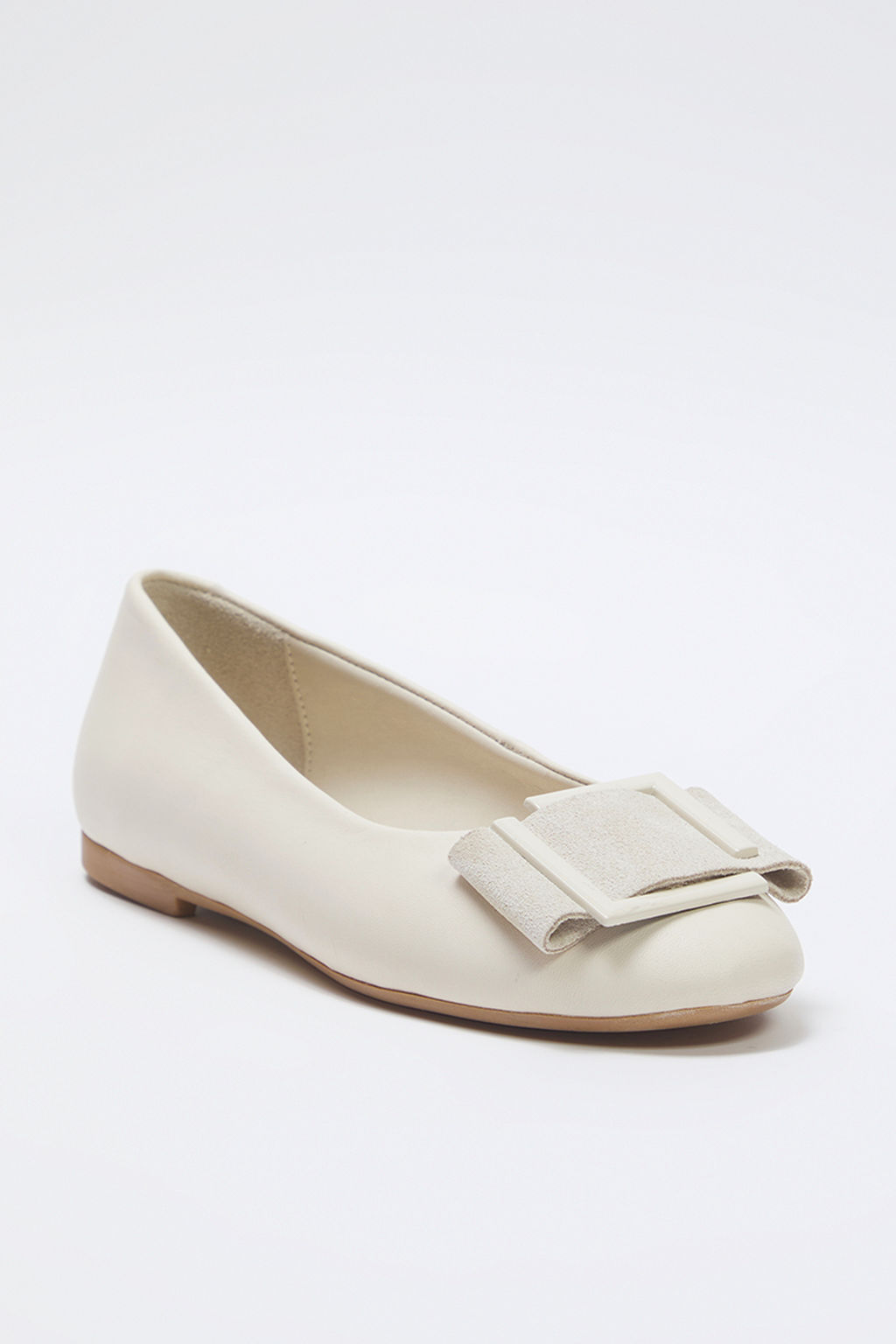 Trendyol Shoes Bej Hakiki Deri Toka Detayl? Badem Burun Kad?n Babet TAKSS25BE00032 - Trendyolmilla фото 4