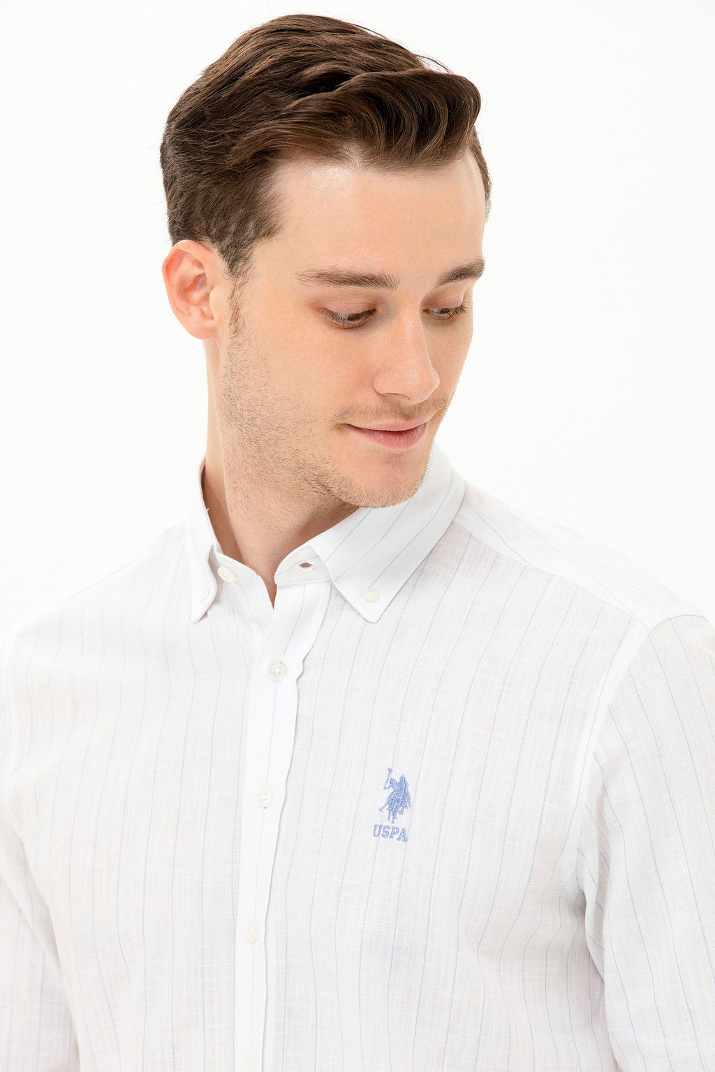 Мужская синяя рубашка с длинным рукавом - U.s. polo assn фото 16