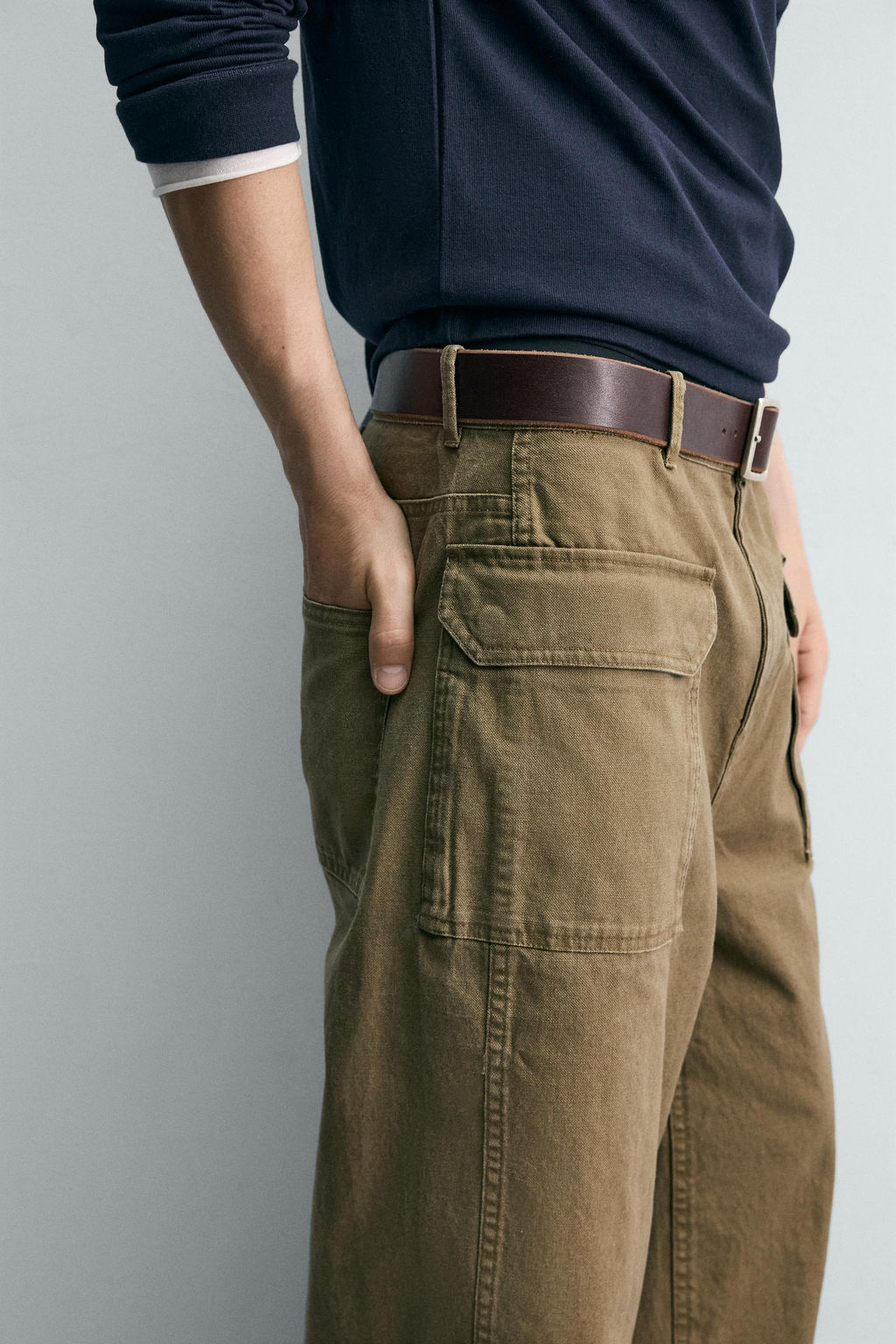 PANTAL?N WIDE FIT TRABILLA / Khaki - Zara фото 5