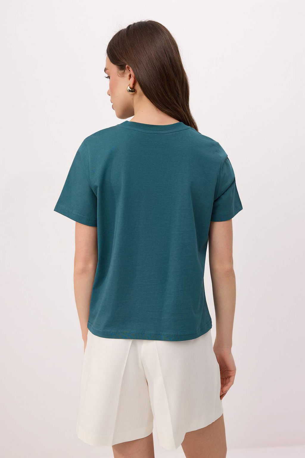 Ekru Slogan Regular/Normal Kal?p Dusuk Kol K?sa Kollu %100 Pamuk Orme T-Shirt TWOSS26TS00178 - Trendyolmilla фото 8