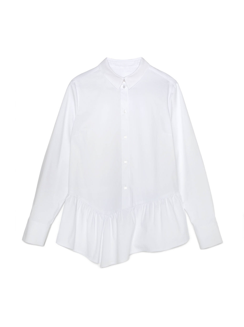 CONTE Однотонная хлопковая рубашка с ассиметричной баской LBL 1040 white