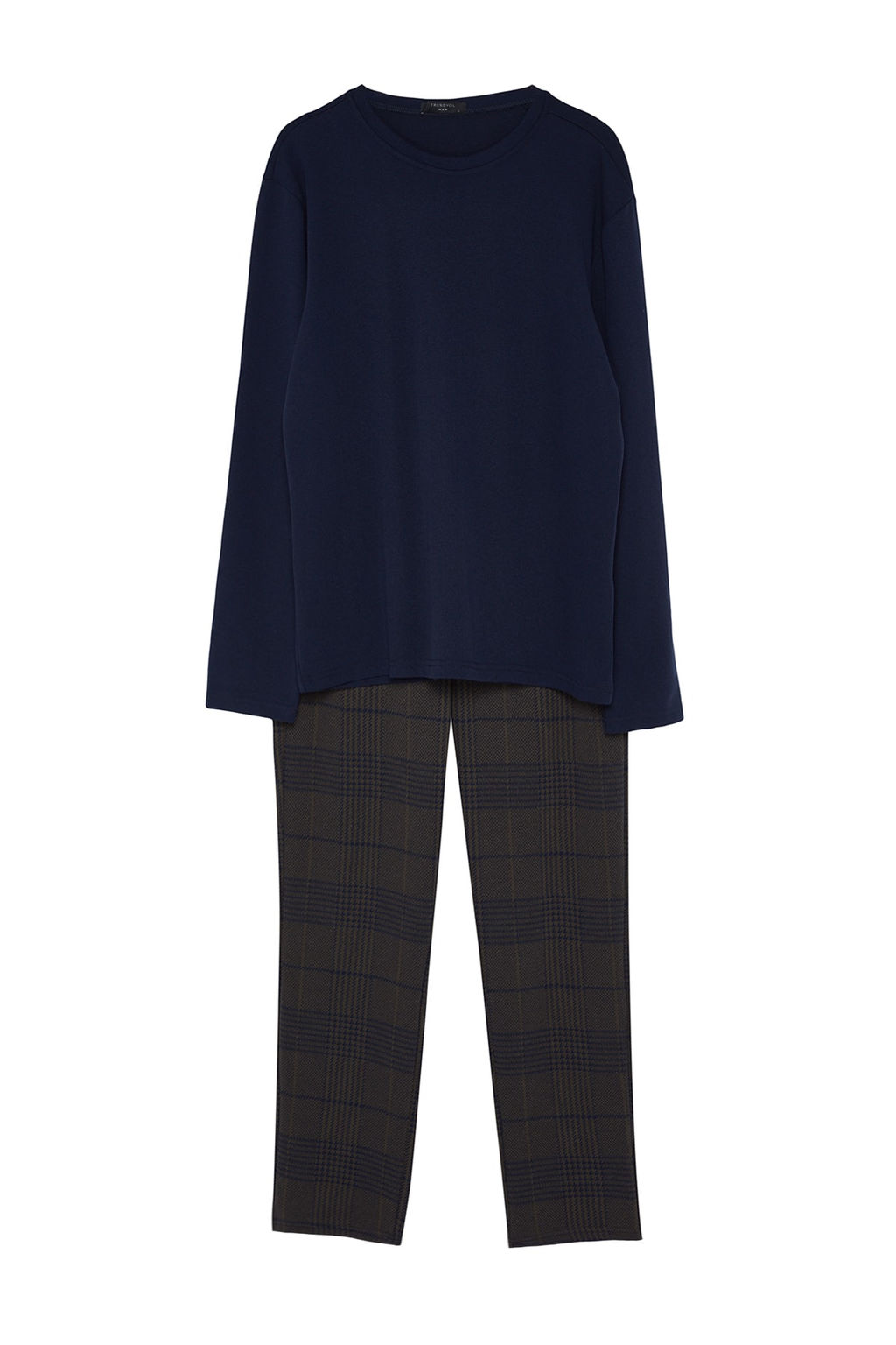 TRENDYOL MAN Lacivert - Haki Regular Fit Ekose Orme Pijama Tak?m? TMNAW24PT00014 - Trendyolmilla фото 6