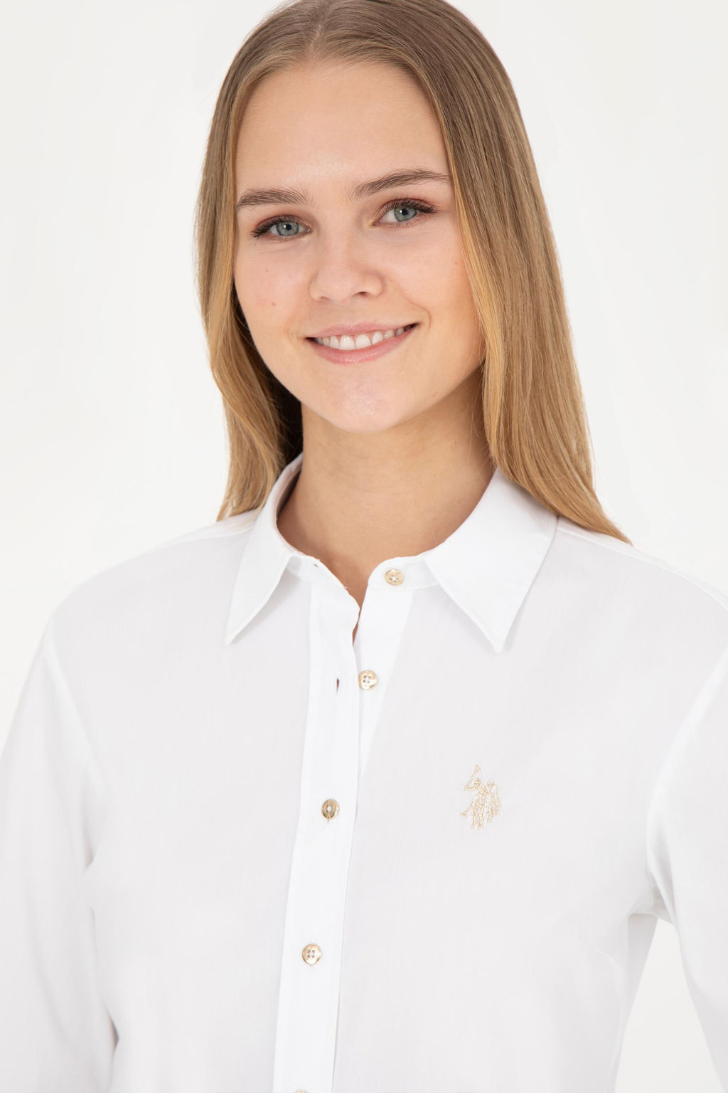 Женская белая базовая рубашка с длинным рукавом Неожиданная скидка в корзине - U.s. polo assn фото 2
