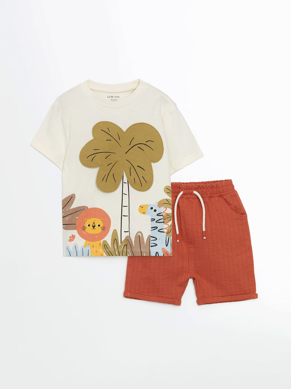 Bask?l? Erkek Bebek Ti??rt ve ?ort 2li