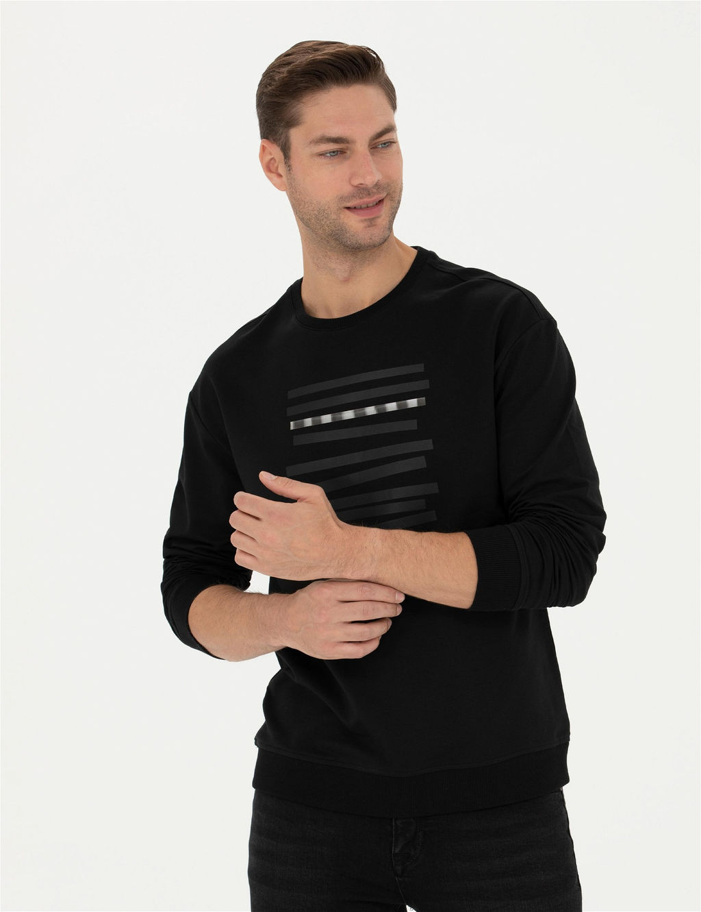 Siyah Regular Fit Sweatshirt - Pierre cardin фото 3