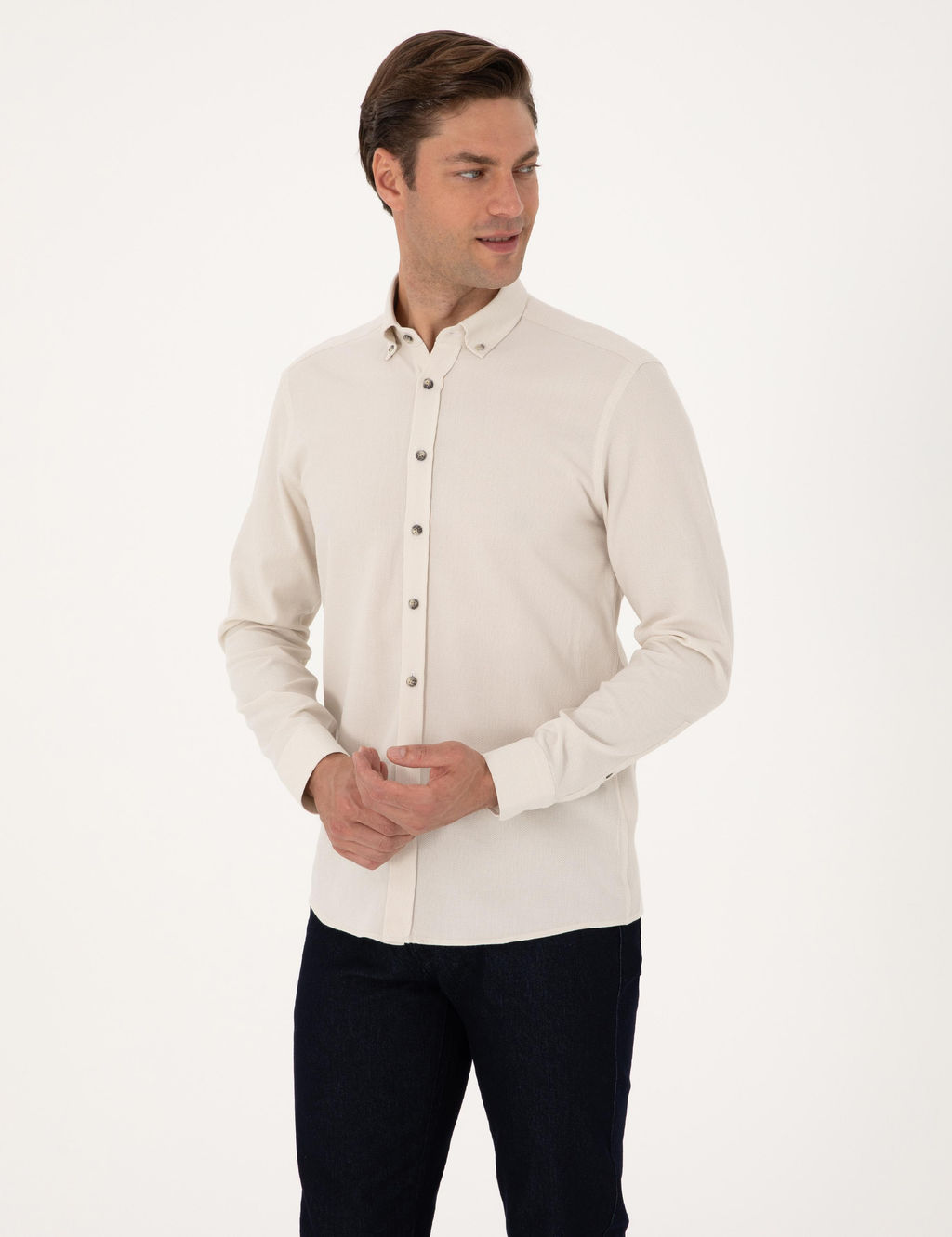 Bej Slim Fit Uzun Kollu G_mlek - Pierre cardin фото 3