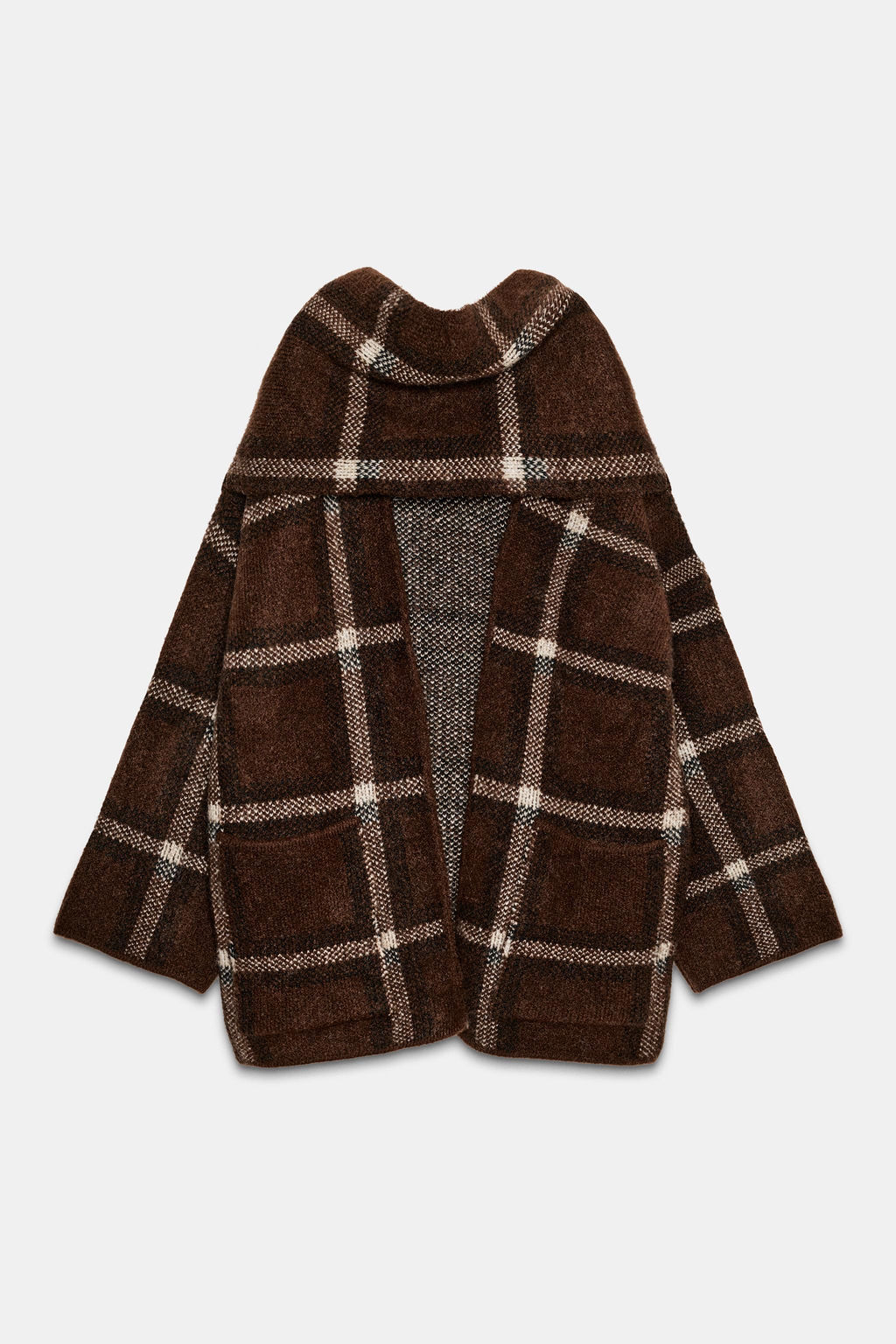 SHORT CHECK KNIT COAT WITH SCARF DETAIL - Zara фото 2