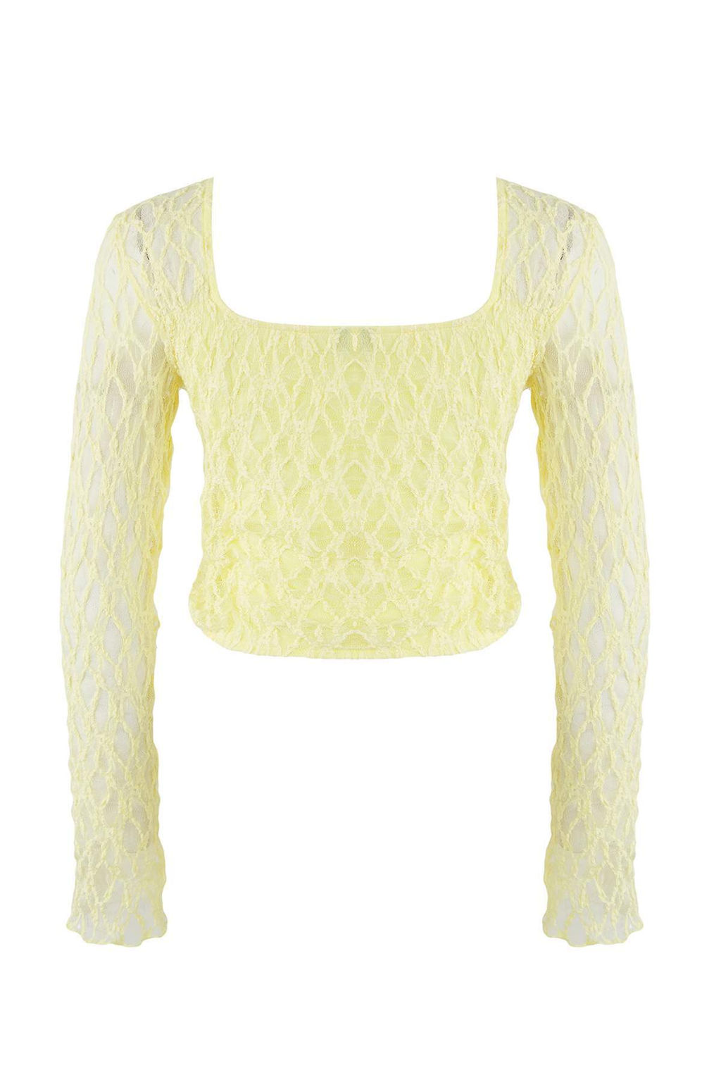 Teen Ac?k Sar? Dugmeli Fitted/Vucuda Oturan Dantel Orme Bluz TWOAW26BZ00016