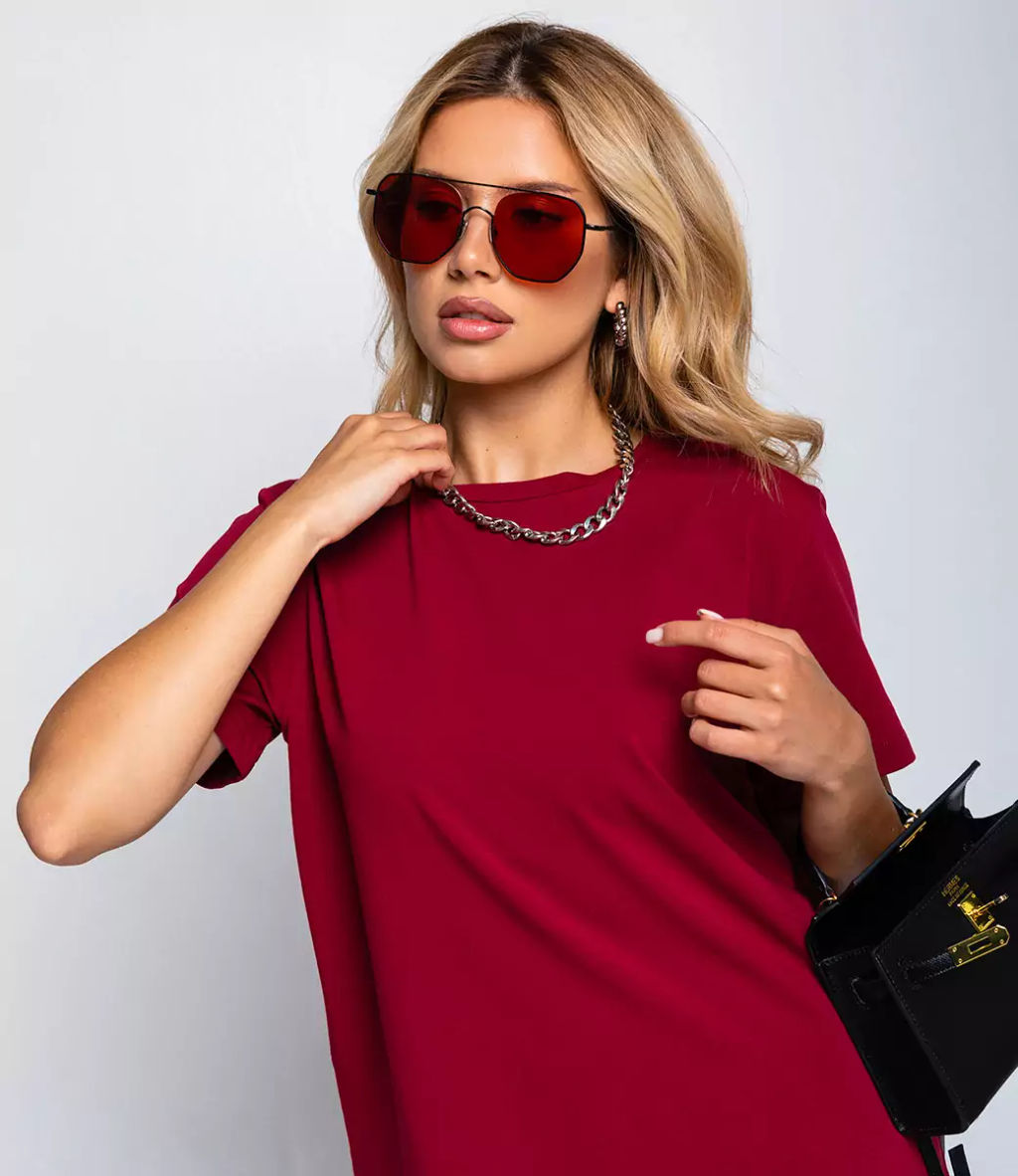 Футболка #1S600, бордо