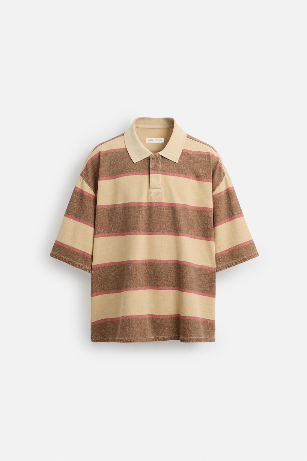 STRIPED WASHED POLO SHIRT - Zara фото 7