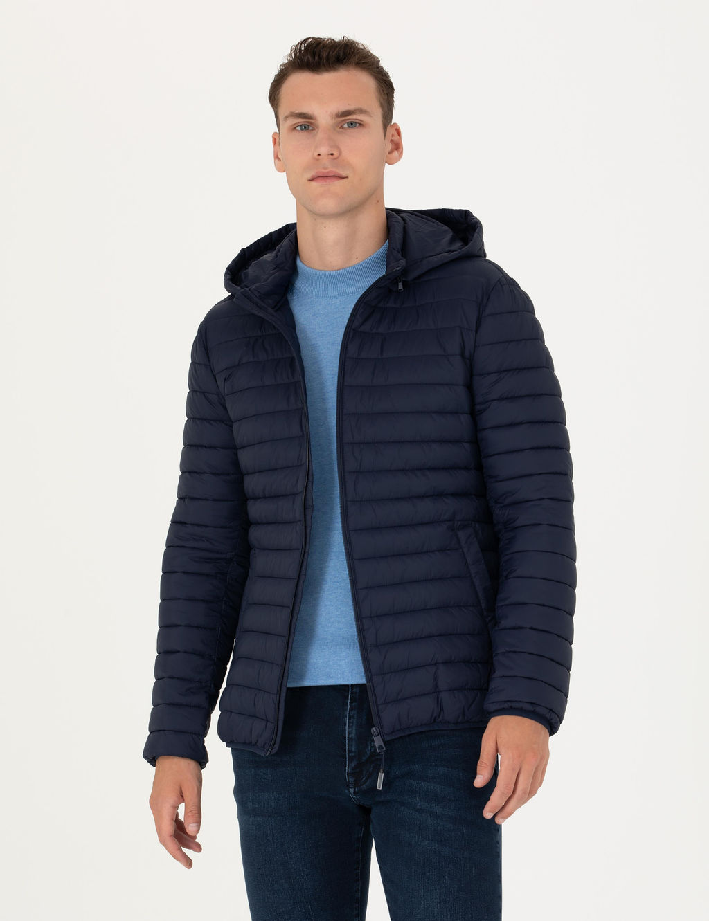 Lacivert Kapi_onlu Baharl_k Mevsimlik Mont