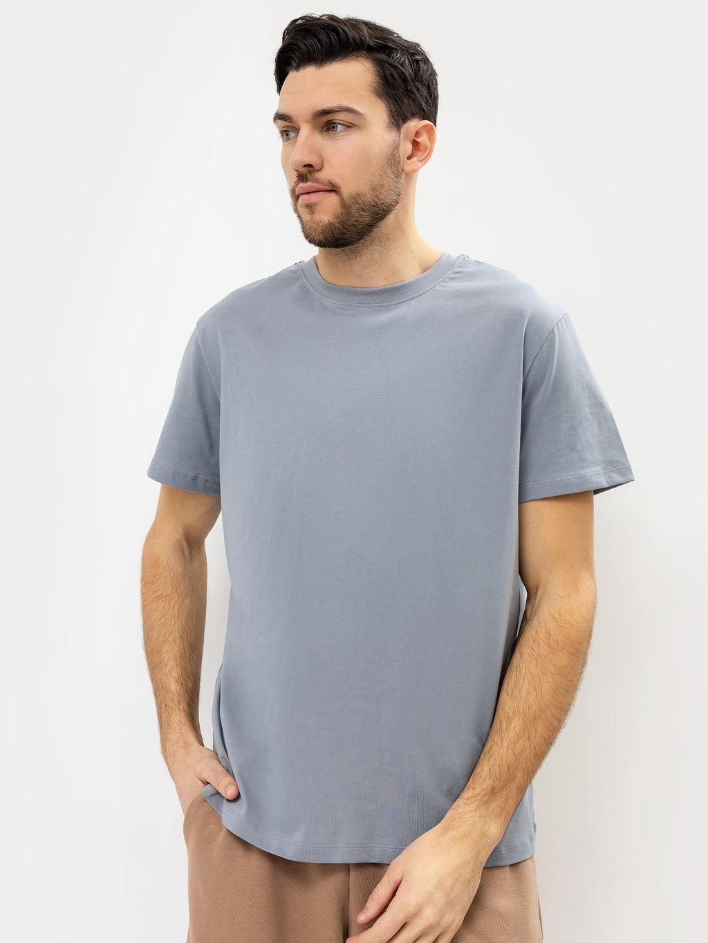 Футболка мужская в сером цвете сизый 111831