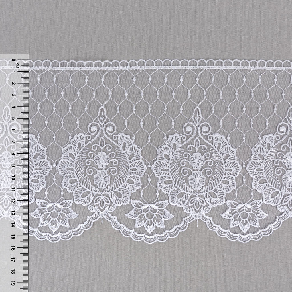 Кружево Gamma сетка 155 мм GKM-15503 в пакете 8.8 м 0.2 Турция СК/Распродажа TL001WH белый